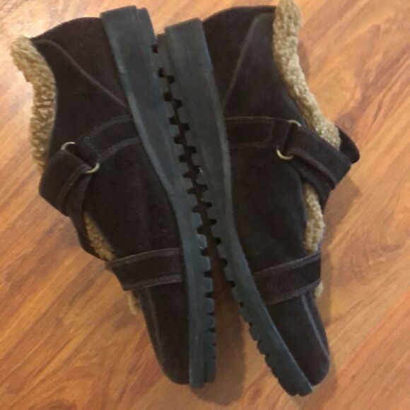 Stuart Weizmann fur lined suede brown tanshoes 7.5 - Picture 8 of 11